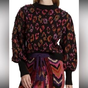 FARM Rio Multicolor Leopard Print Sweater